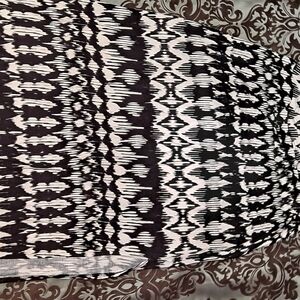 AB Studio XL Black & White Maxi Skirt, Side Slit‎